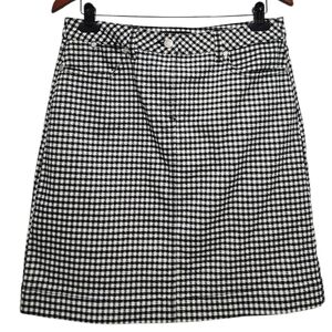 Talbots Black and White Fancy Gingham Denim A-Line Skirt Size 6 Preppy Casual